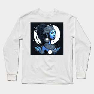 [AI Art] Lunar Lady, Line Art Style Long Sleeve T-Shirt